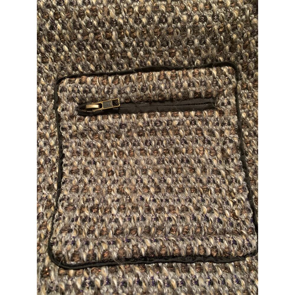 J.Crew Wool Blend Tweed Jacket | Size 10 | Brown Black Metallic | 4-Pocket Zip - Picture 5 of 8